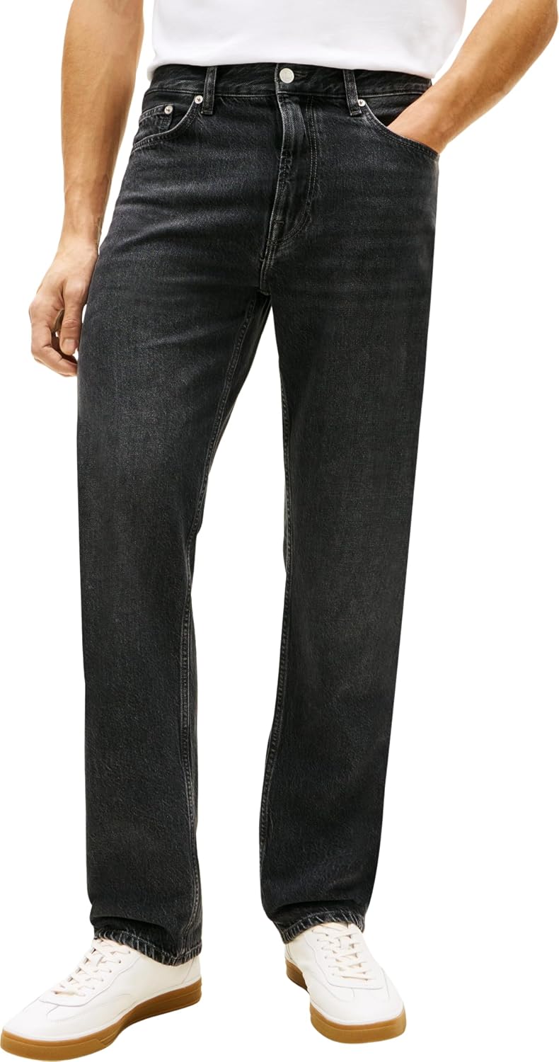 Detalle de Tommy Hilfiger Dover Regular Straight Dex Black – Jean droit pour homme