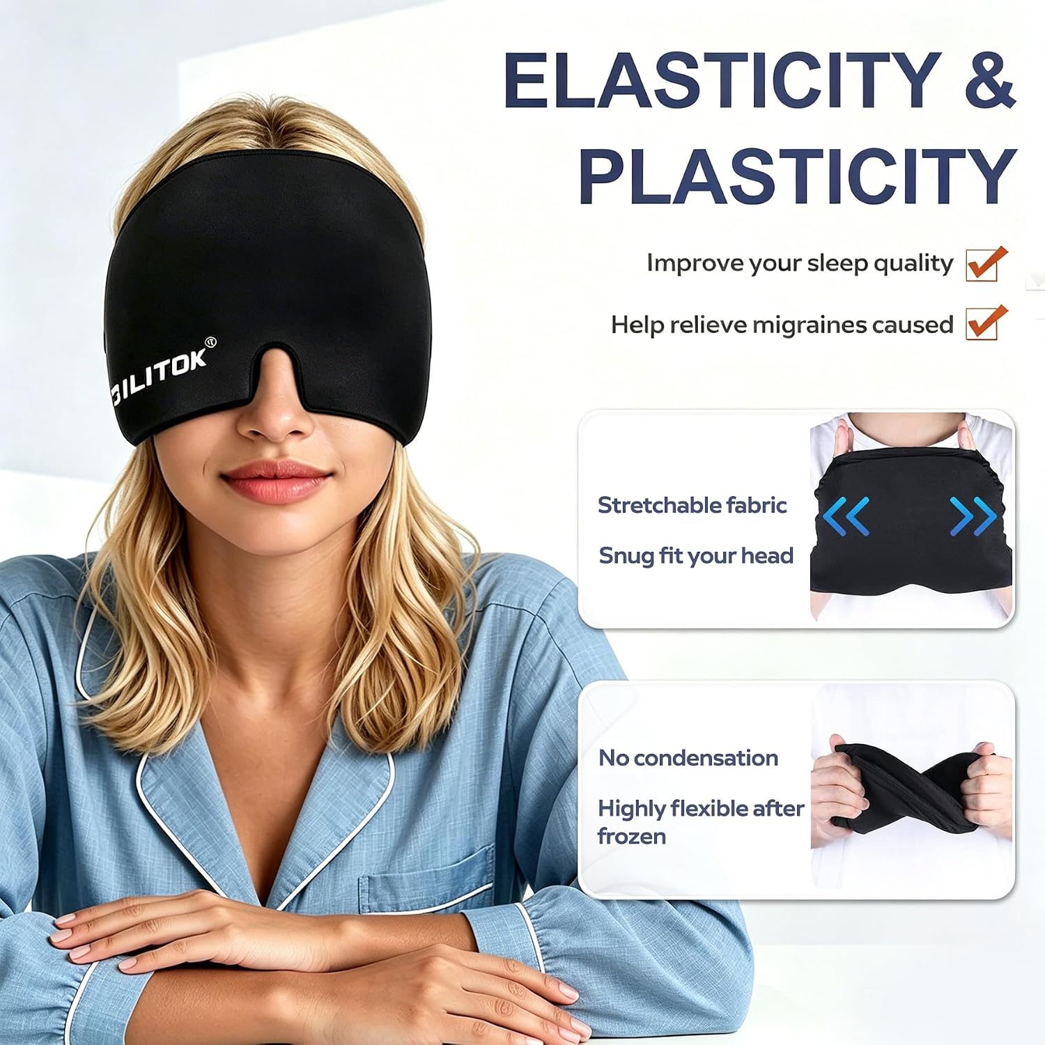 Thumbnail 1 de Whiteleopard Migraine Relief Cap, Reusable Gel Head Wrap for Hot & Cold Therapy