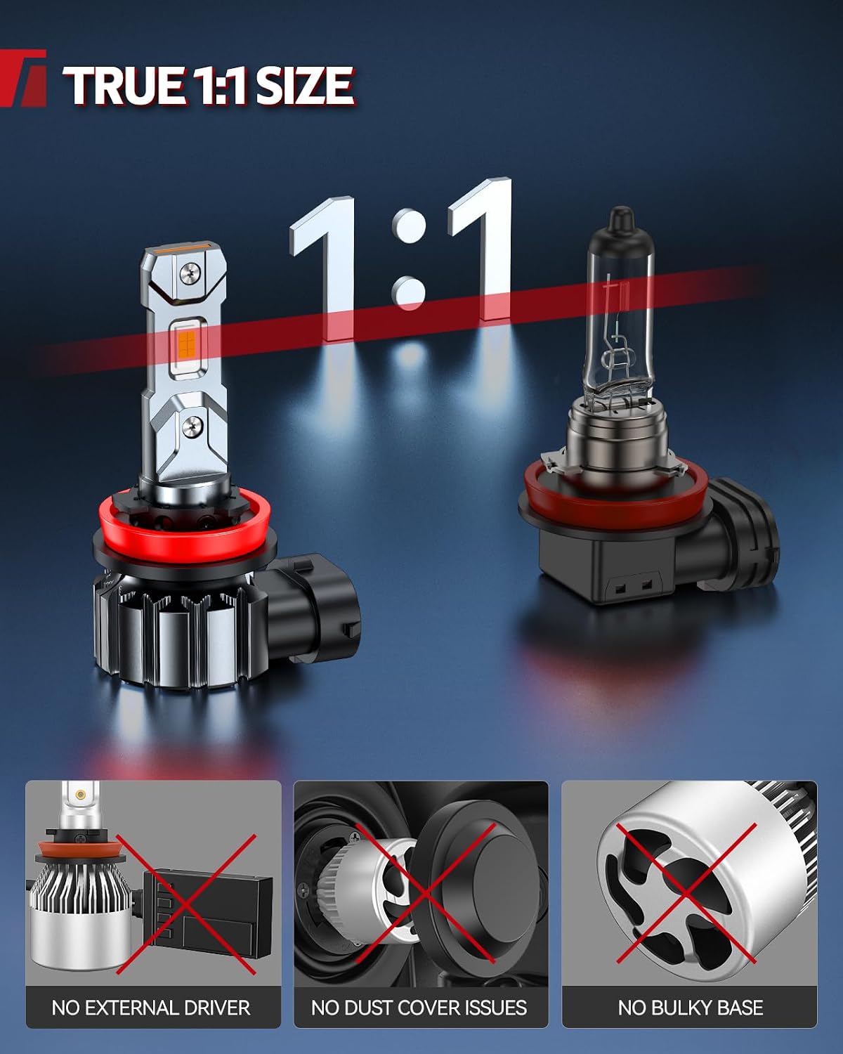 Thumbnail 4 de Torchbeam H11 LED Lampadina Faro — Upgrade 26000LM 1:1, canbus, confezione 2