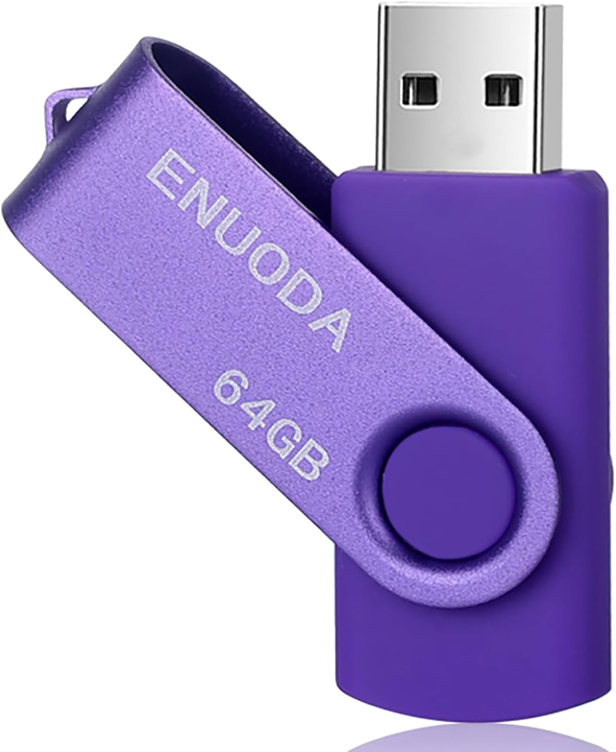 Detalle de ENUODA USB-Stick 64GB – Drehbarer Metallclip, USB 2.0, Lila