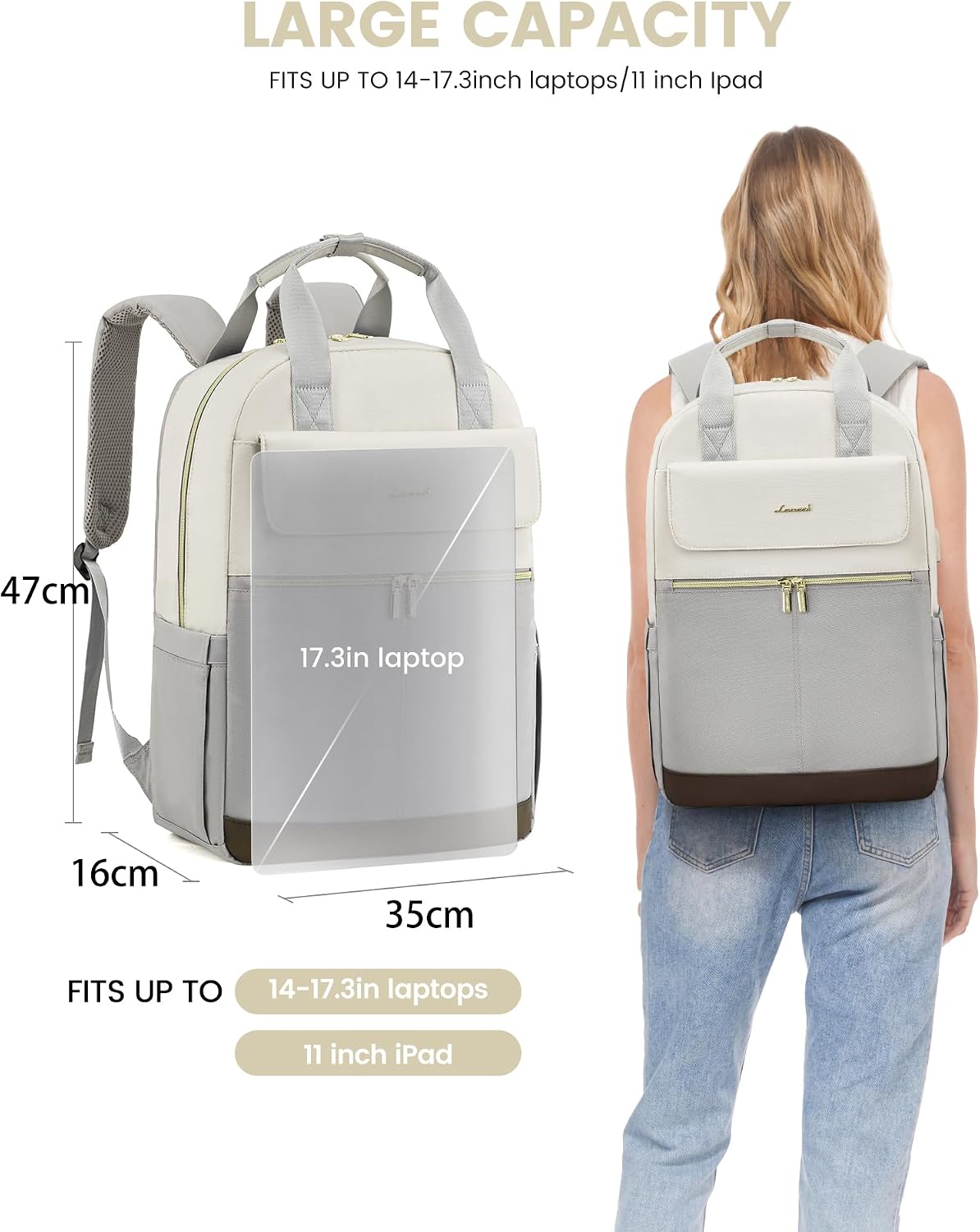 Detalle de LOVEVOOK 17.3 inch laptop backpack