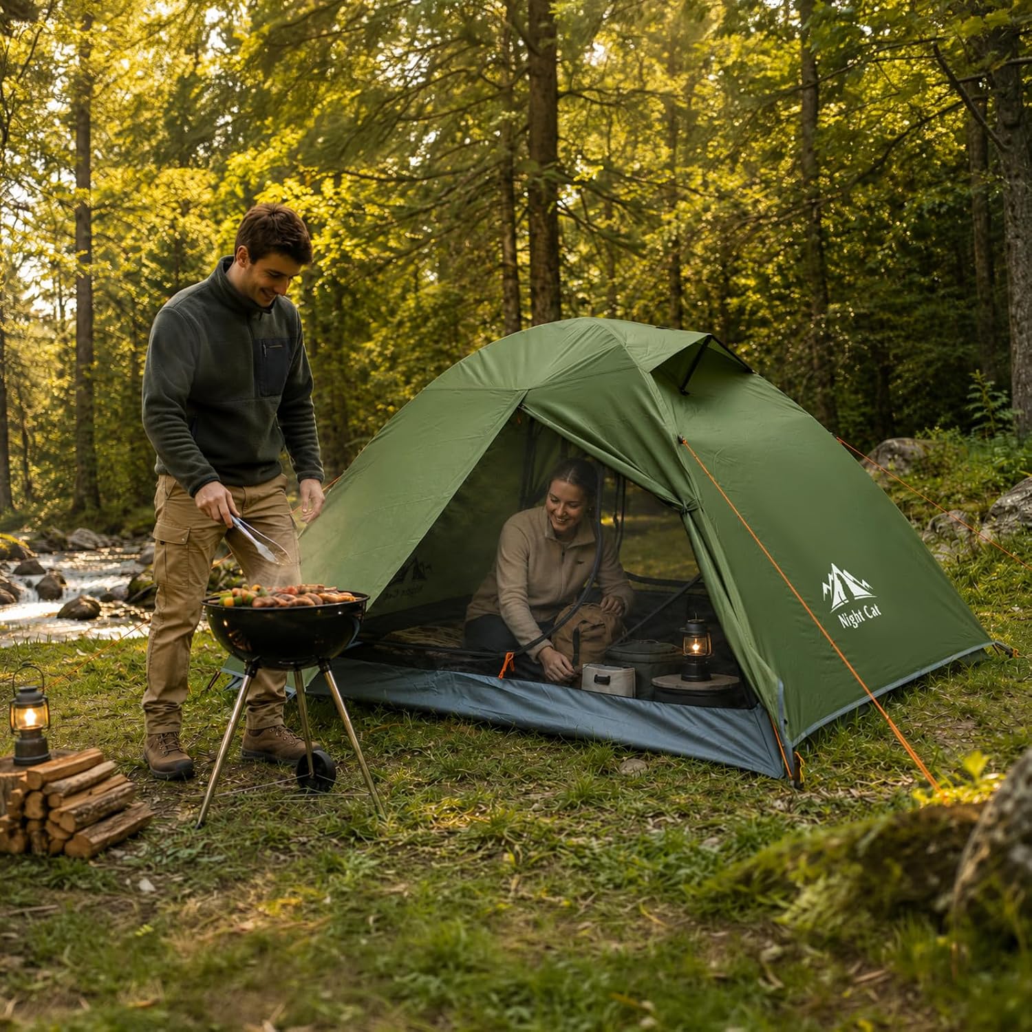 Thumbnail 6 de Night Cat CA-NC8-NEW-G 2-Person Backpacking Tent with Aluminum Poles
