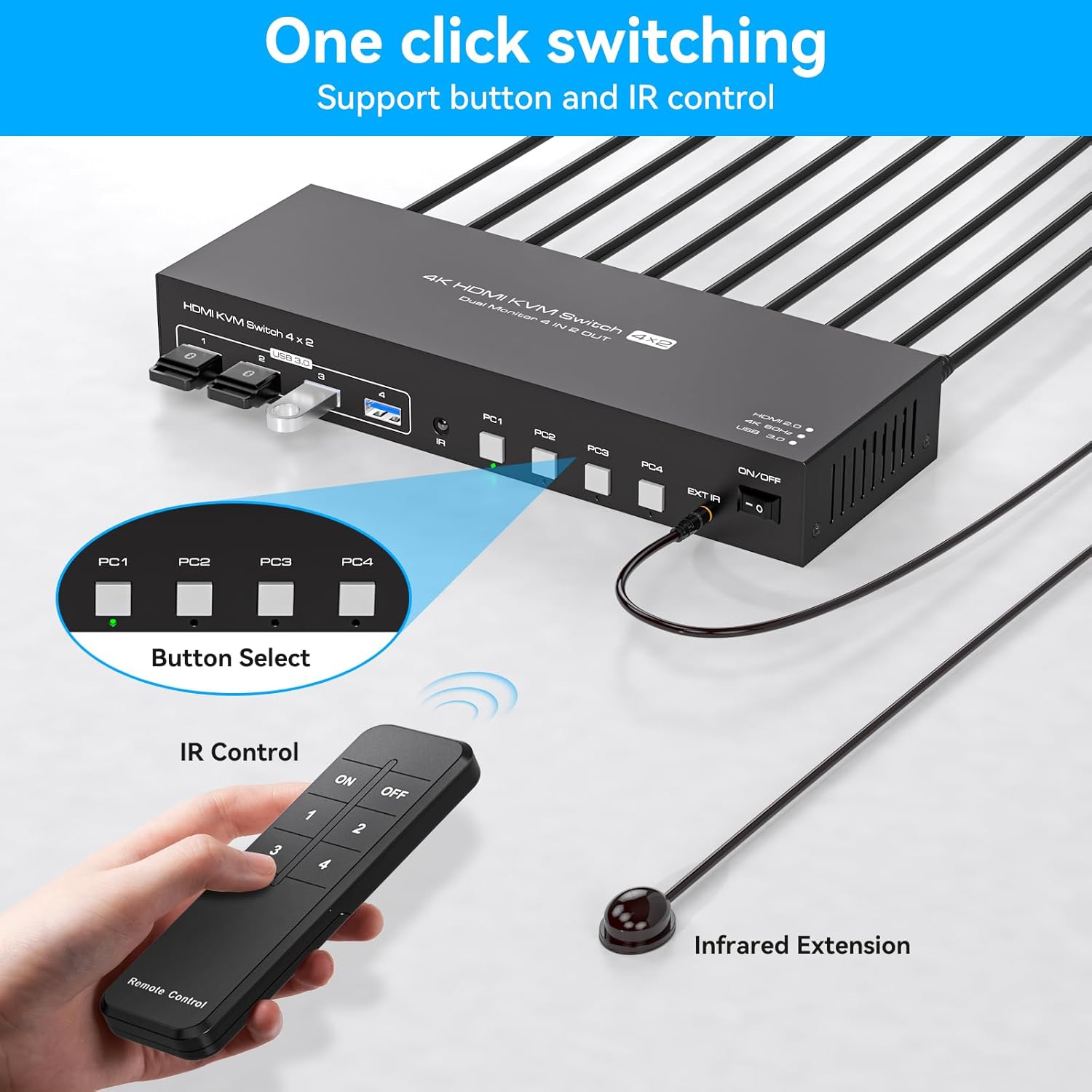 Thumbnail 4 de PVBCTCSID KVM Switch 4 PCs 2 Monitores HDMI 4K60Hz 🖥