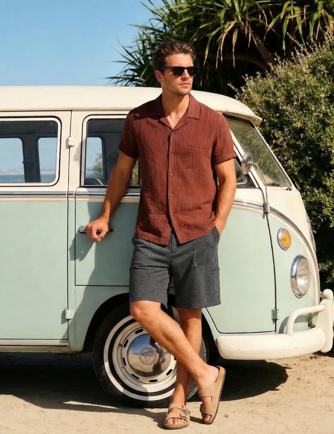 Thumbnail 3 de Wayleb Pantaloncini uomo sportivi in cotone 65% poliestere 35% cotone con tasche S-3XL