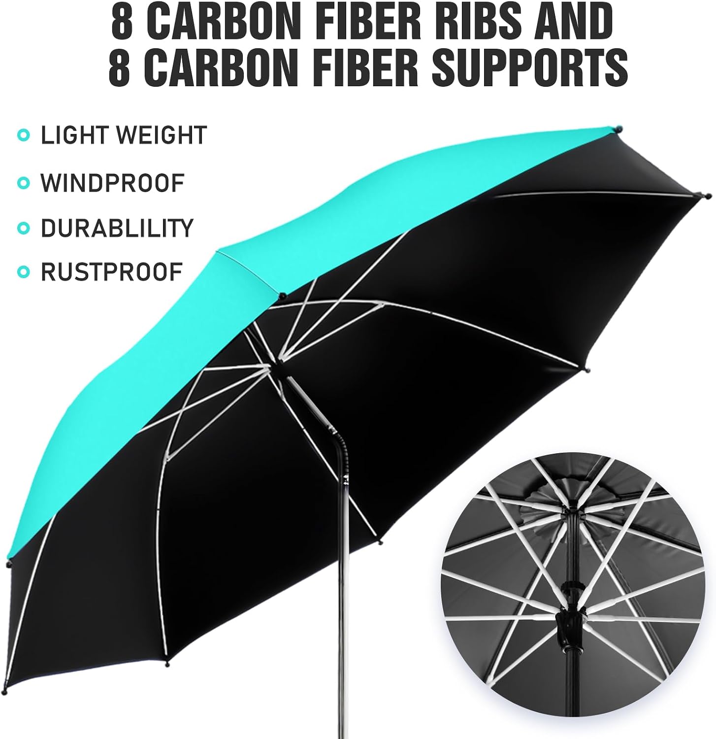 Detalle de NBtoUS 2-Pack Beach Umbrella with Clamp: 360° Adjustable UV Protection for Chairs