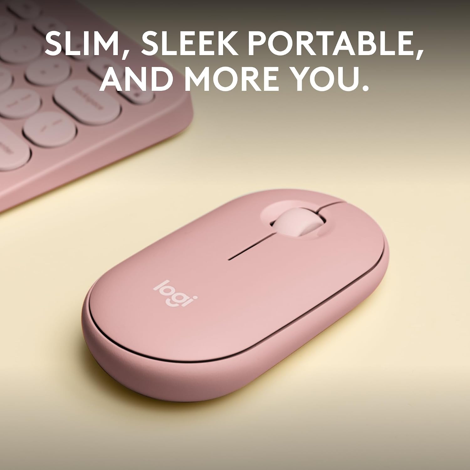 Detalle de Logitech Pebble Mouse 2 M350s Slim Bluetooth Wireless Mouse (Rose)