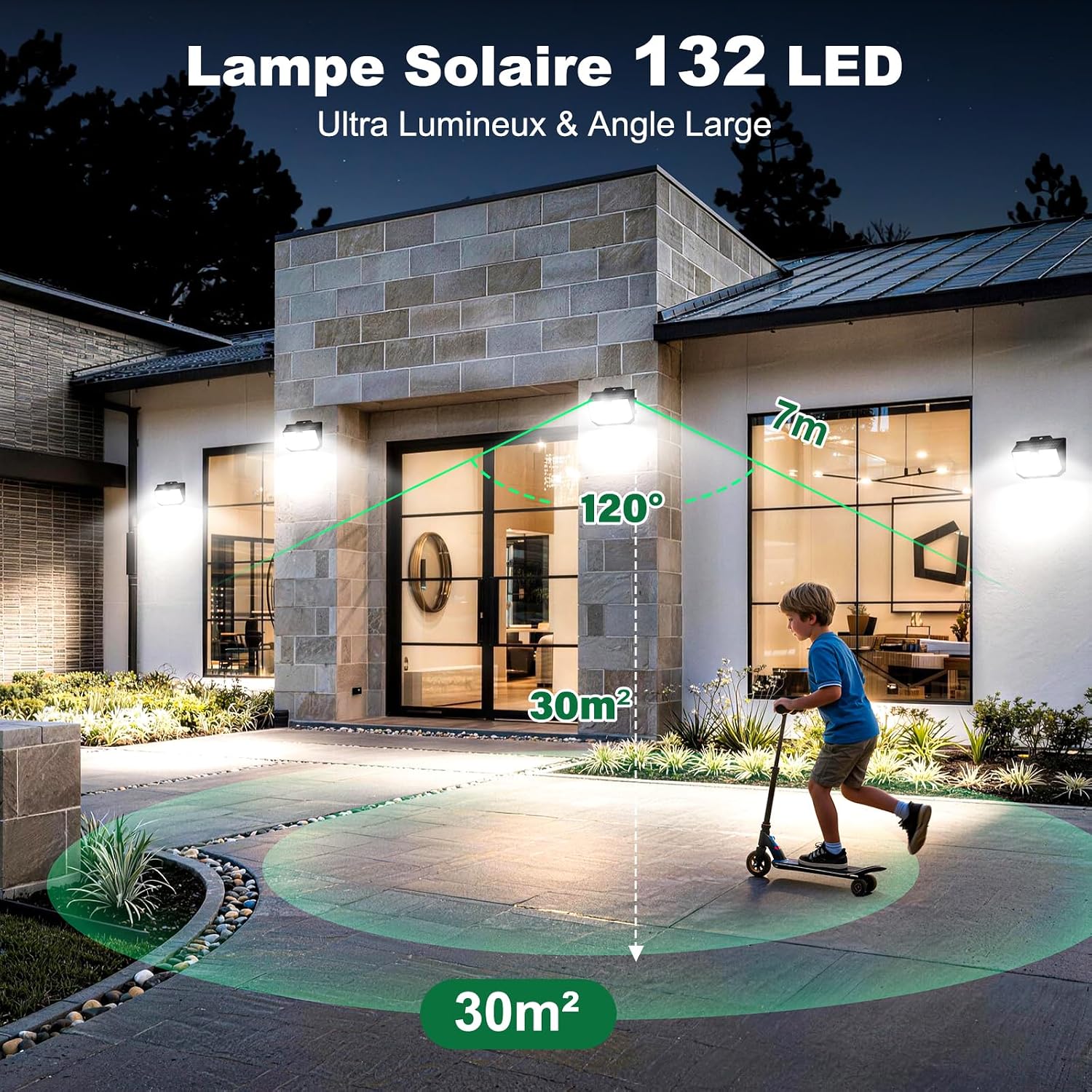 Detalle de Lampe Solaire Extérieure avec Détecteur de Mouvement – 3 Modes, IP65, LED 6000K Blanc Froid