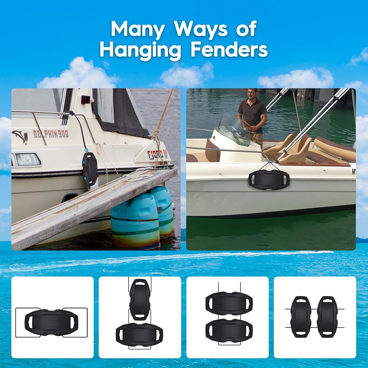 Thumbnail 4 de AWEMUFA Boat Fenders (EVA) — Easy to Install Docking Bumpers for Pontoon, Bass, Jet Ski & Fishing Boats