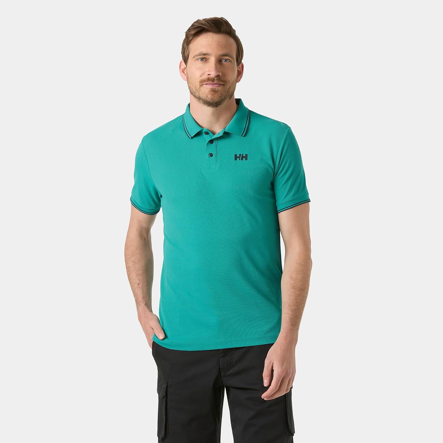 Detalle de Helly Hansen Uomo Polo Kos: polo classica a maniche corte dal tocco marino