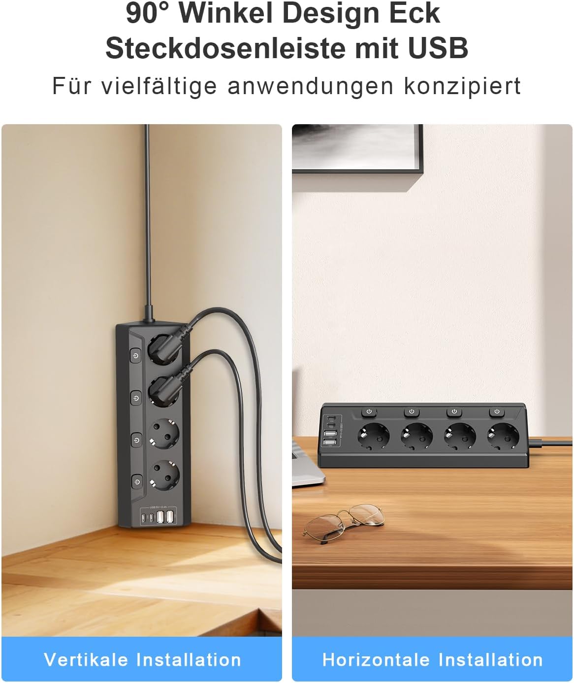 Detalle 2 de vipwell Mehrfachsteckdose 5 Fach 2 m 🔌