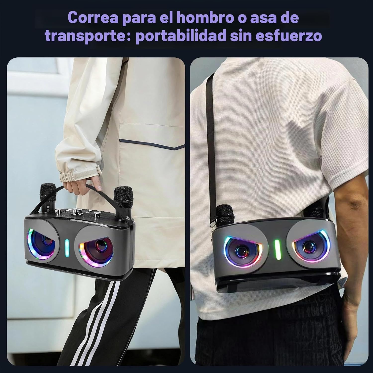 Thumbnail 4 de Máquina de Karaoke Drepint: dúo de micrófonos inalámbricos, Bluetooth 5.3 y luces LED para fiestas