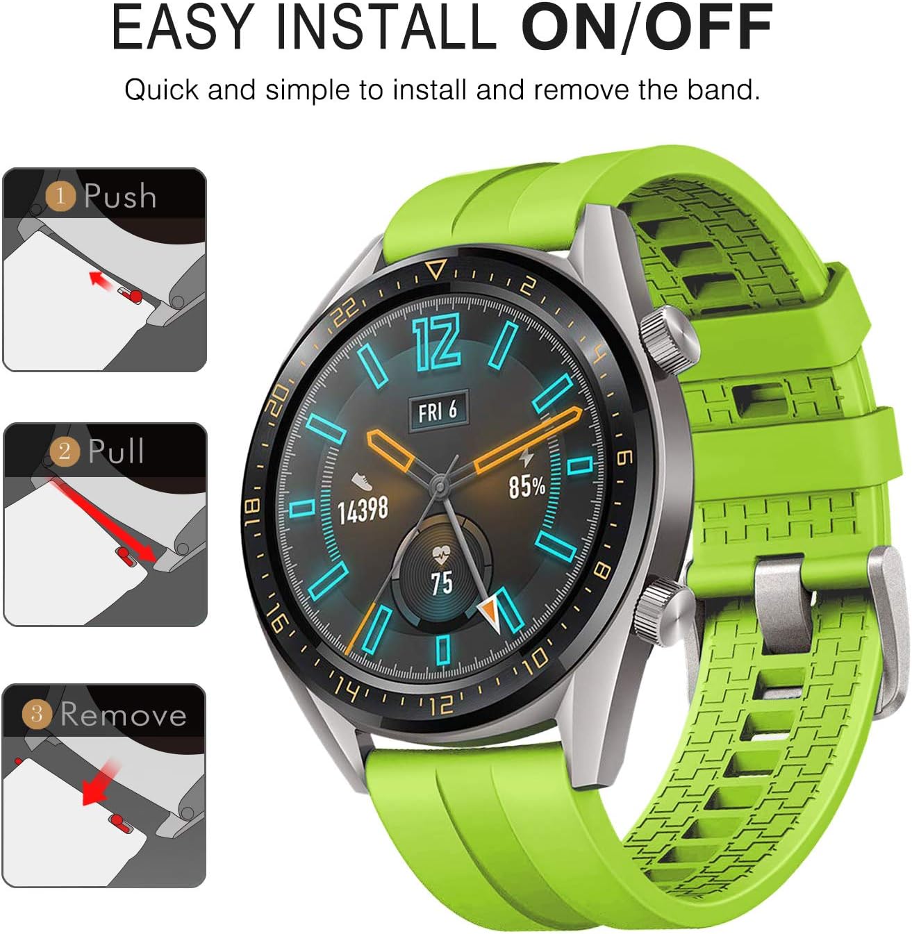 Thumbnail 6 de MoKo 3 Pack 22mm Silicone Straps for Huawei Watch GT6