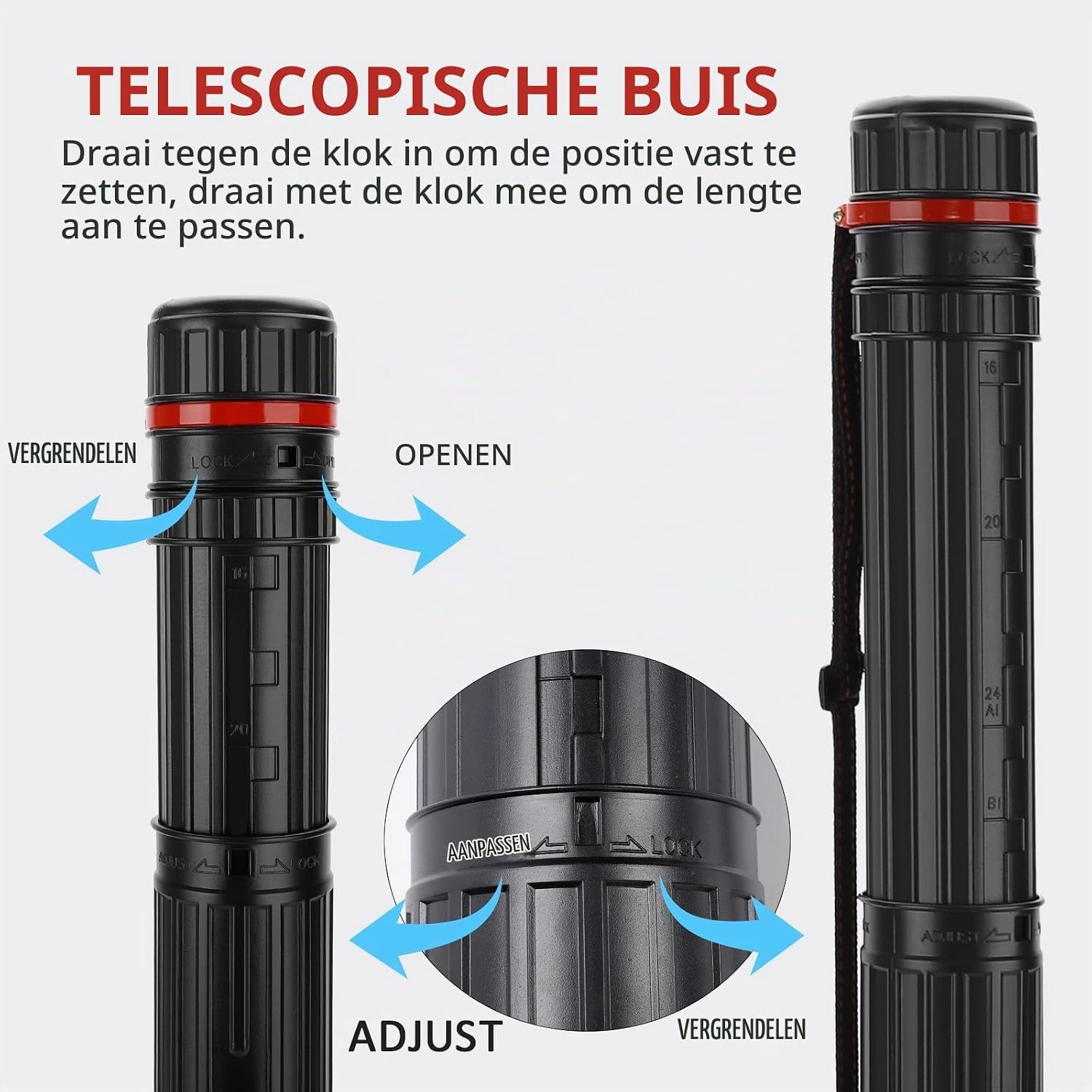 Detalle de DEWEL CYX-2116-L telescopische posterrol voor A0, van kunststof