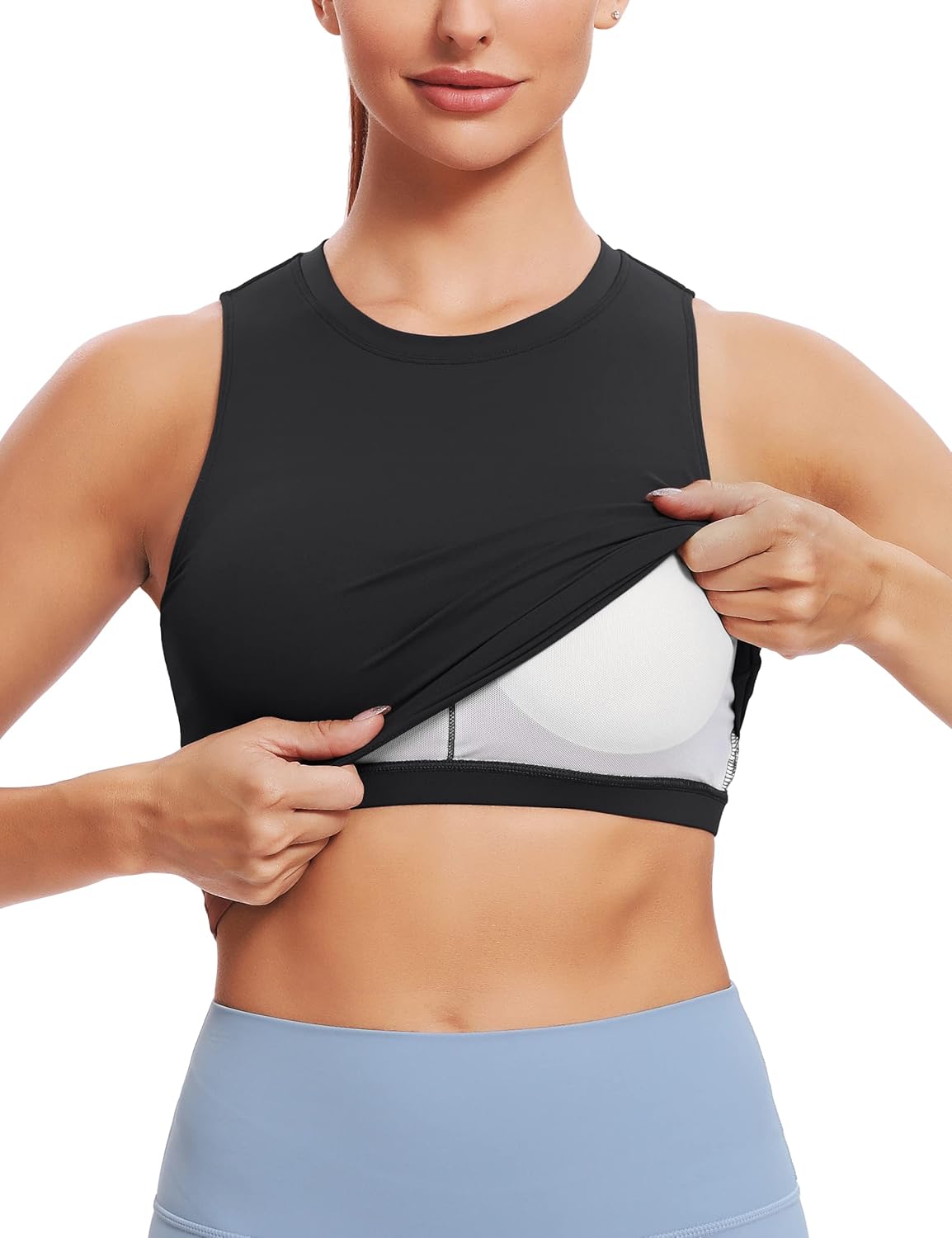 Detalle de Natural Feelings Nudi Sports Bras for Women with Removable Padded Cups Yoga Tank Crop Top