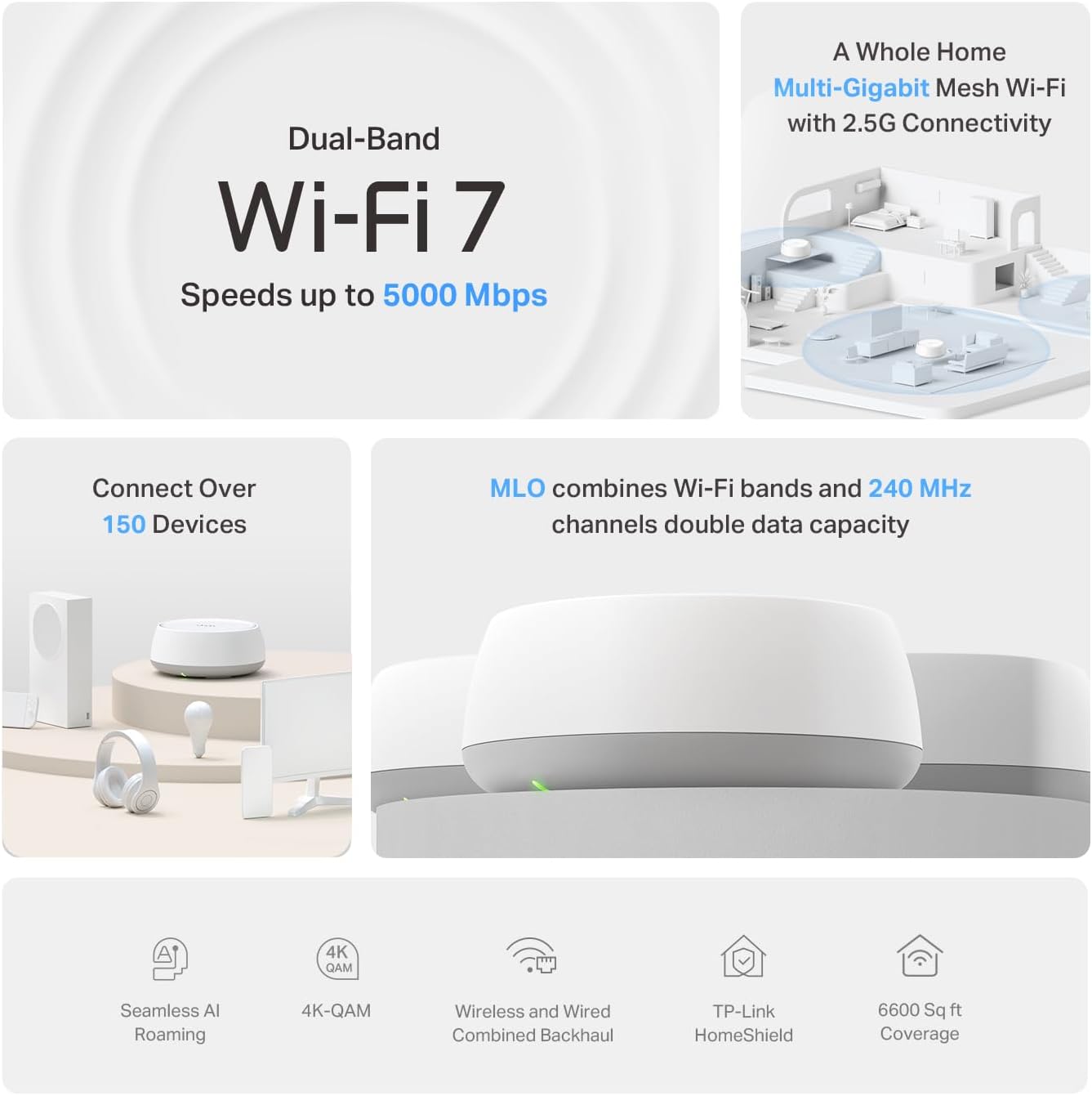 Detalle de TP-Link Deco 7 BE25 WiFi 7 6,600 Sq.Ft
