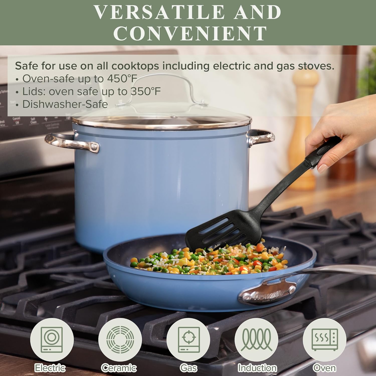 Thumbnail 3 de Nuwave Healthy Duralon Blue Ceramic Cookware Set