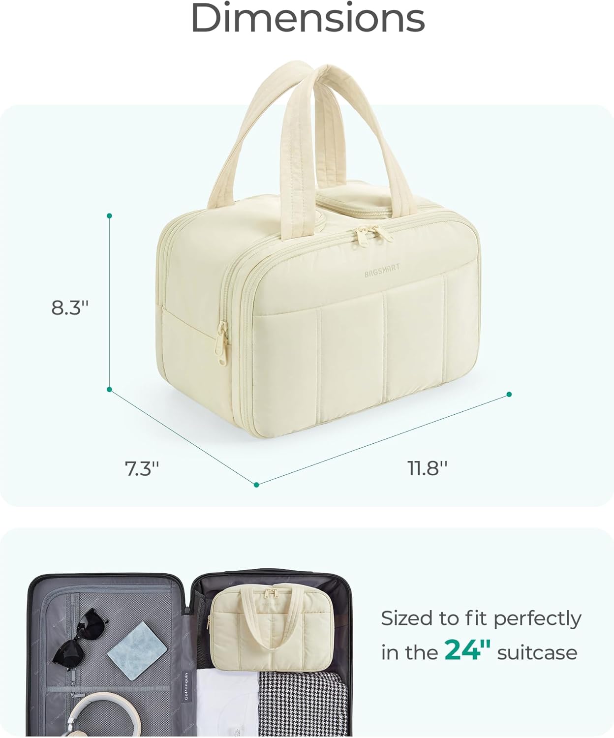 Thumbnail 3 de BAGSMART Kulturbeutel Damen – geräumige, aufgehängte Kosmetiktasche in Dunkelrosa für Reisen