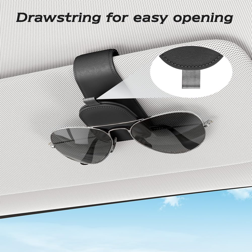 Thumbnail 3 de Sotfamily Sunglass Holder for Car Visor (Black) – 2 Pack with Suede Cloth, Magnetic Organizer