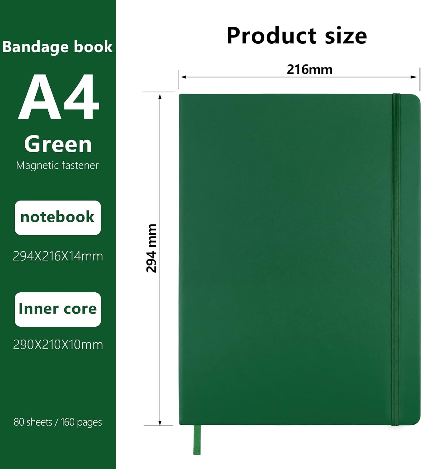 Thumbnail 1 de A4 notebook Dark Green, 160 pages