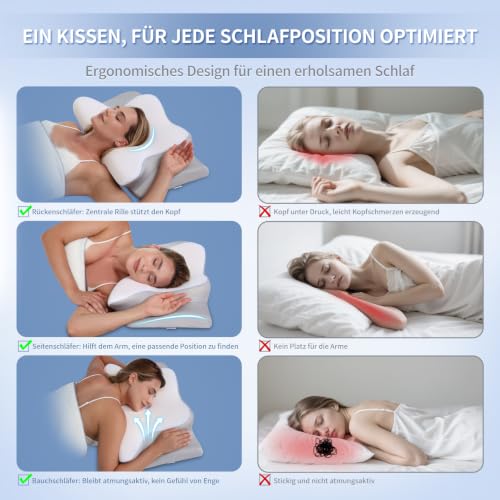 Thumbnail 5 de Missleep Nackenstützkissen – ergonomisches Memory-Foam-Kissen mit zwei Höhen, Kühlbezug