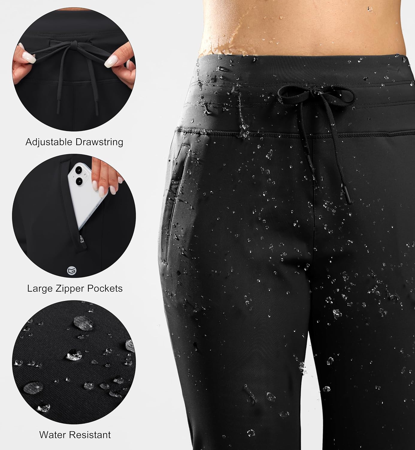 Detalle 1 de G Gradual Women's Fleece-Lined Joggers, Water-Resistant High-Waisted Hiking Pants