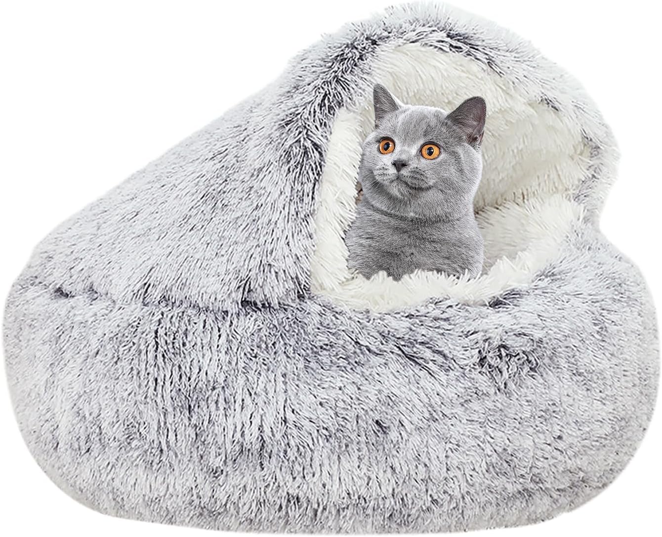 Detalle de YUDANSI Cat Bed Cave: 2in1 Donut Nest for Small Indoor Pets