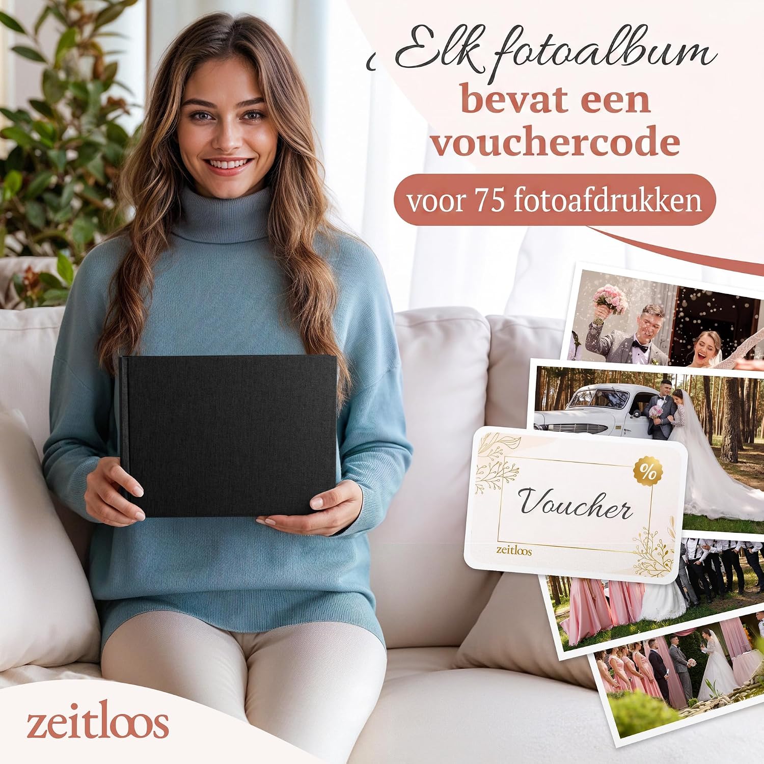 Detalle 2 de Zeitloos Fotoalbum om in te plakken, zwart linnen, 50 pagina's