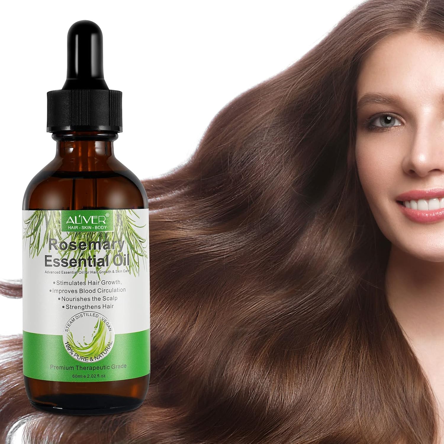 Detalle 2 de Olio essenziale di rosmarino per la crescita dei capelli – 60 ml, puro e biologico