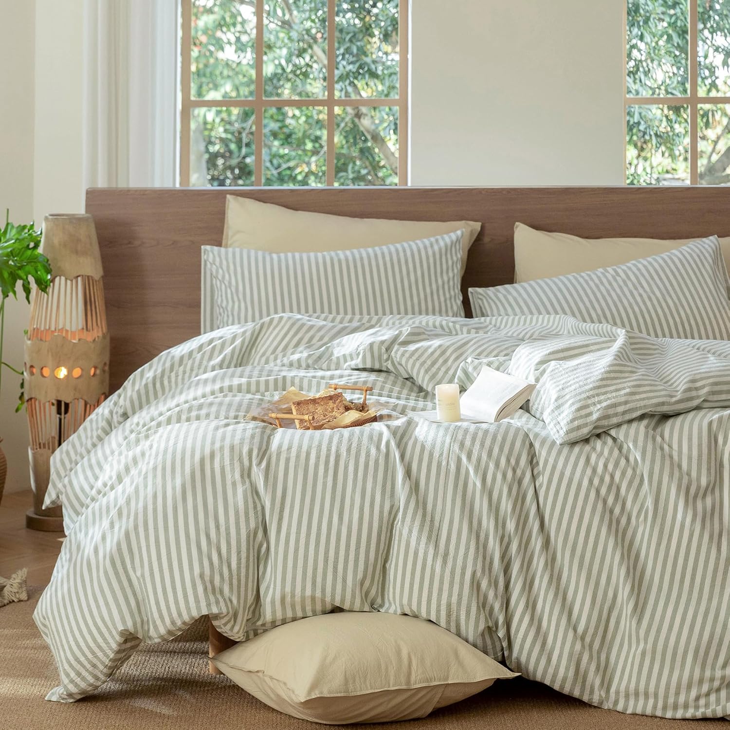 Thumbnail 5 de MooMee Striped Duvet Cover Set King 104"x90"