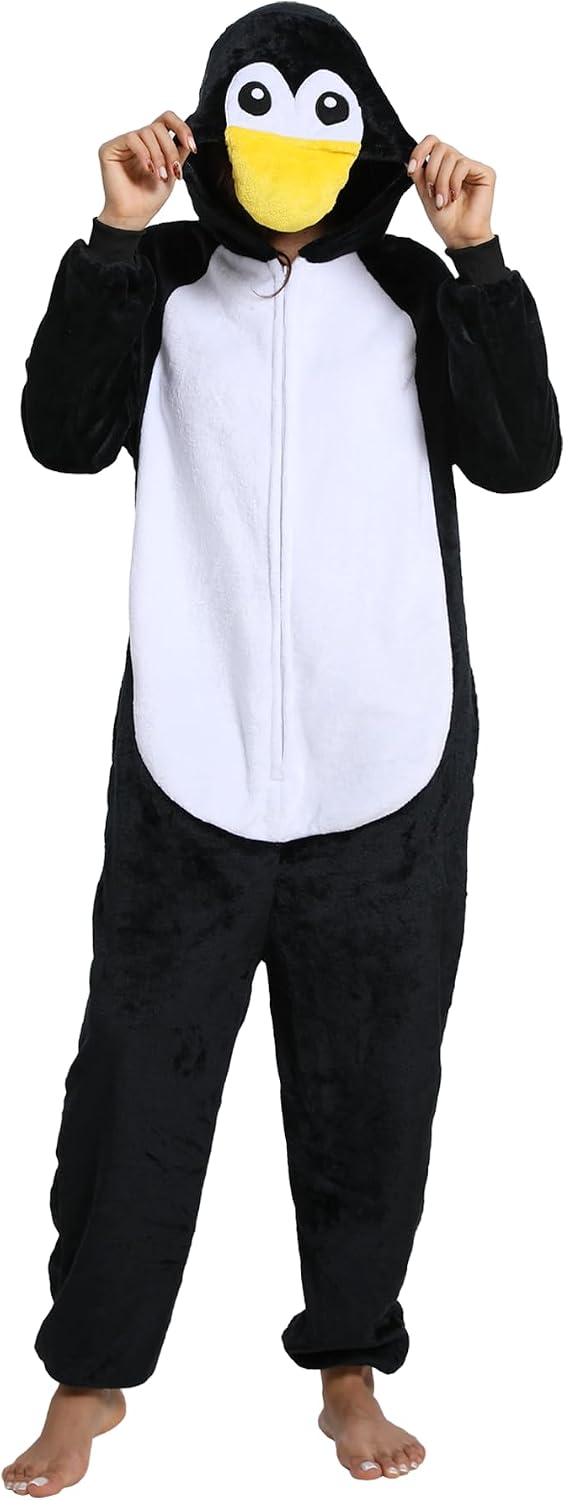 Detalle de Hundredmore Adult Animal Onesie Pajamas with Plush Hood, Zip Front & Pockets