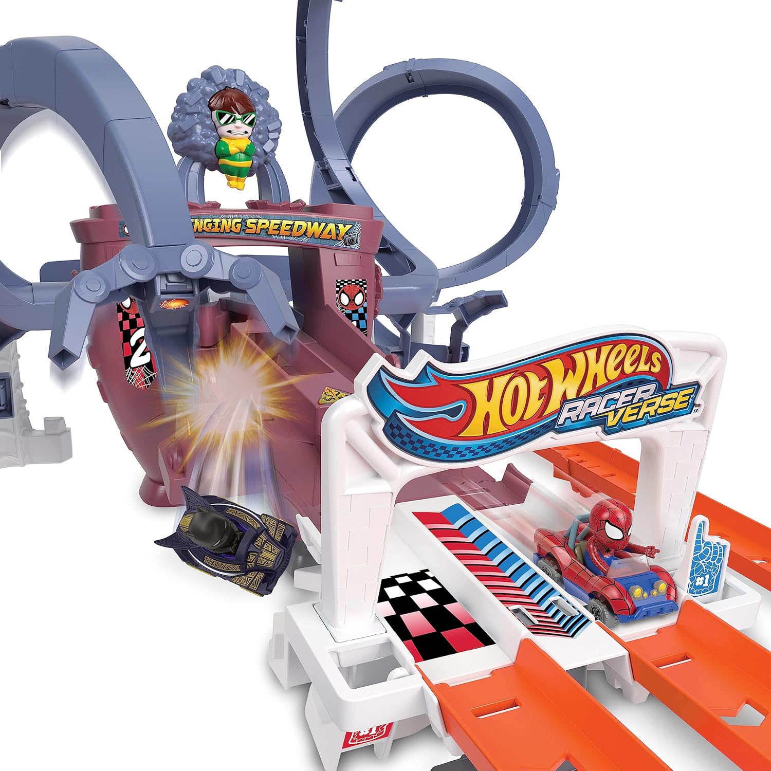 Thumbnail 4 de Hot Wheels RacerVerse Coffret Circuit Mobile Spider-Man & Black Panther HPL34