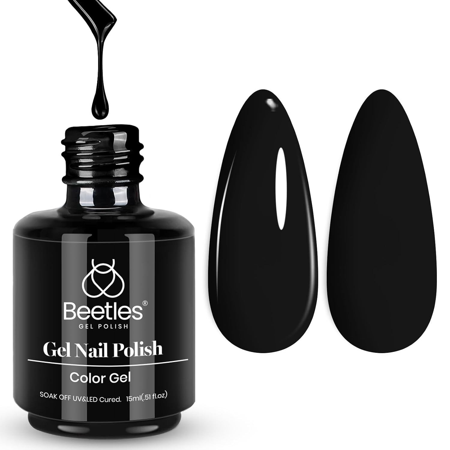 Detalle de Beetles Black Gel Nail Polish 15 mL