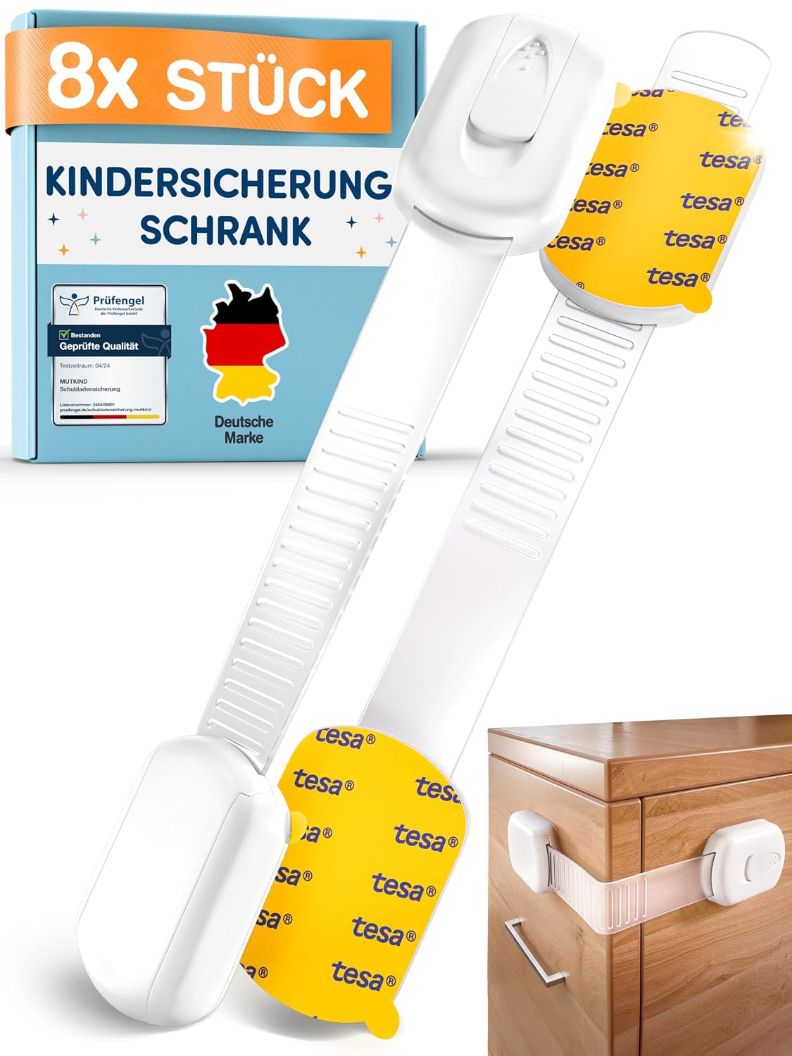 Detalle de MUTKIND 8x Kindersicherung Schrank 8er-Pack