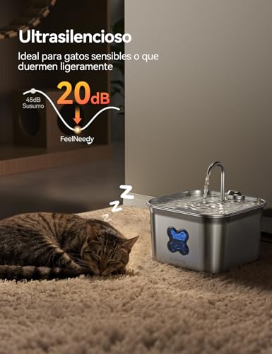 Thumbnail 4 de FEELNEEDY Fuente para Gatos de Acero Inoxidable SUS 304 2,8L con Filtración de 4 Capas