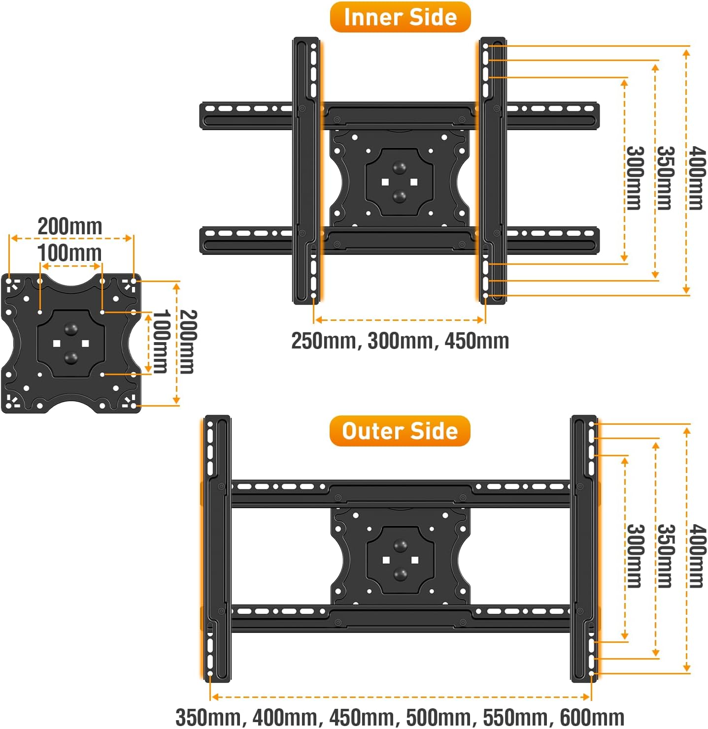 Thumbnail 6 de ELIVED ceiling TV bracket for 37–75 inch TVs (max VESA 600x400mm, up to 50kg)