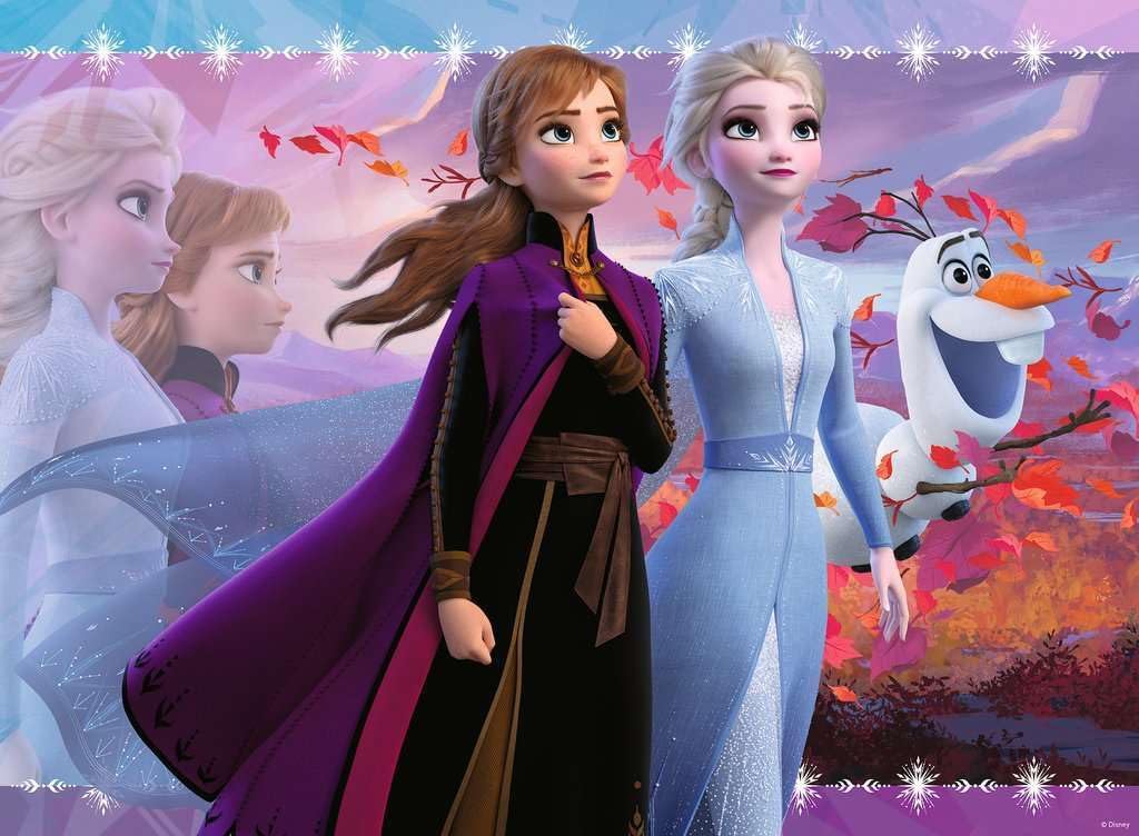 Detalle 2 de Ravensburger Kinderpuzzle 12868 Starke Schwestern – Disney Frozen, 100 XXL-Teile, Glitter, ab 6 Jahren