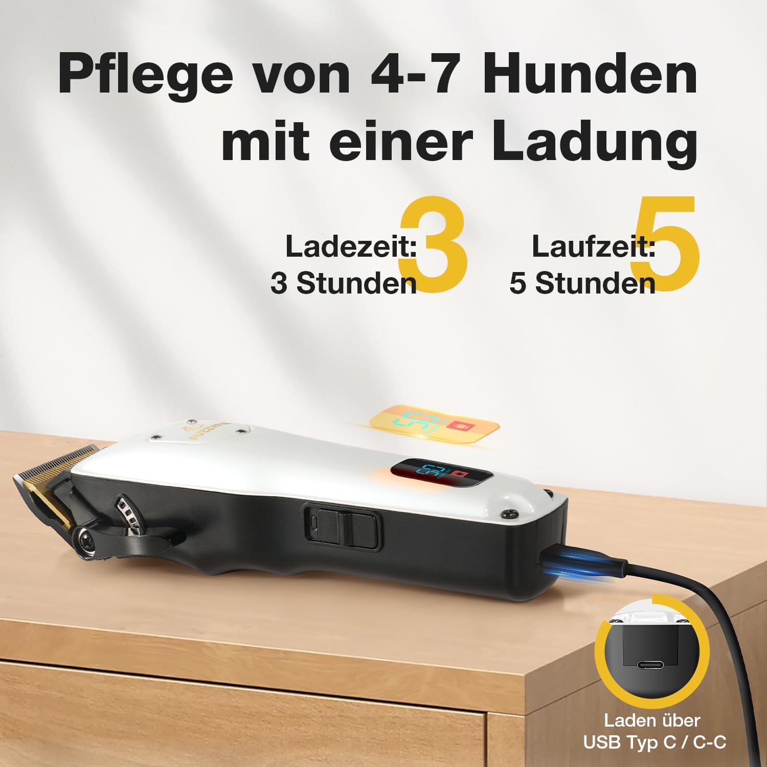 Detalle de FuzzyFix Leise Hundeschermaschine – Profi-Schermaschine aus Edelstahl mit Keramik-PVD-Klinge