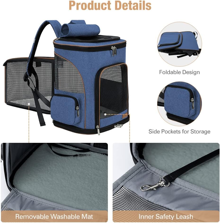 Detalle 2 de Lekesky Katzenrucksack XL 36×31×42 cm 8–10 kg