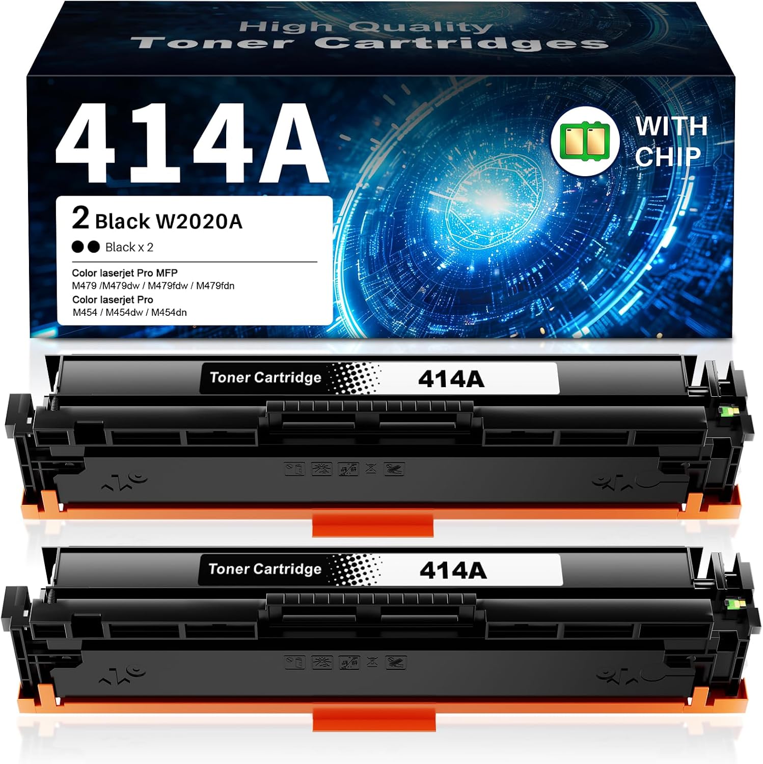 Detalle de Skydo 414A Black Toner Cartridge 2-Pack for HP M479 and M454 Printers