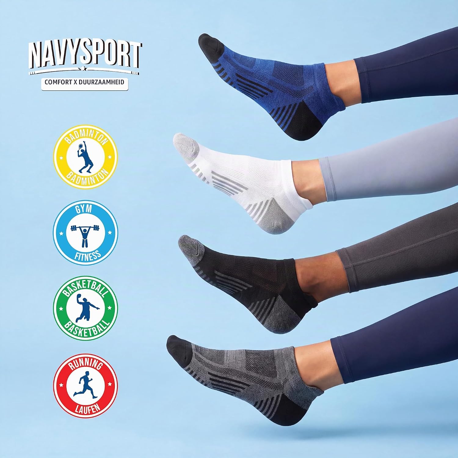 Detalle de NAVYSPORT katoenen herensportsokken, 6 paar met elastische boord