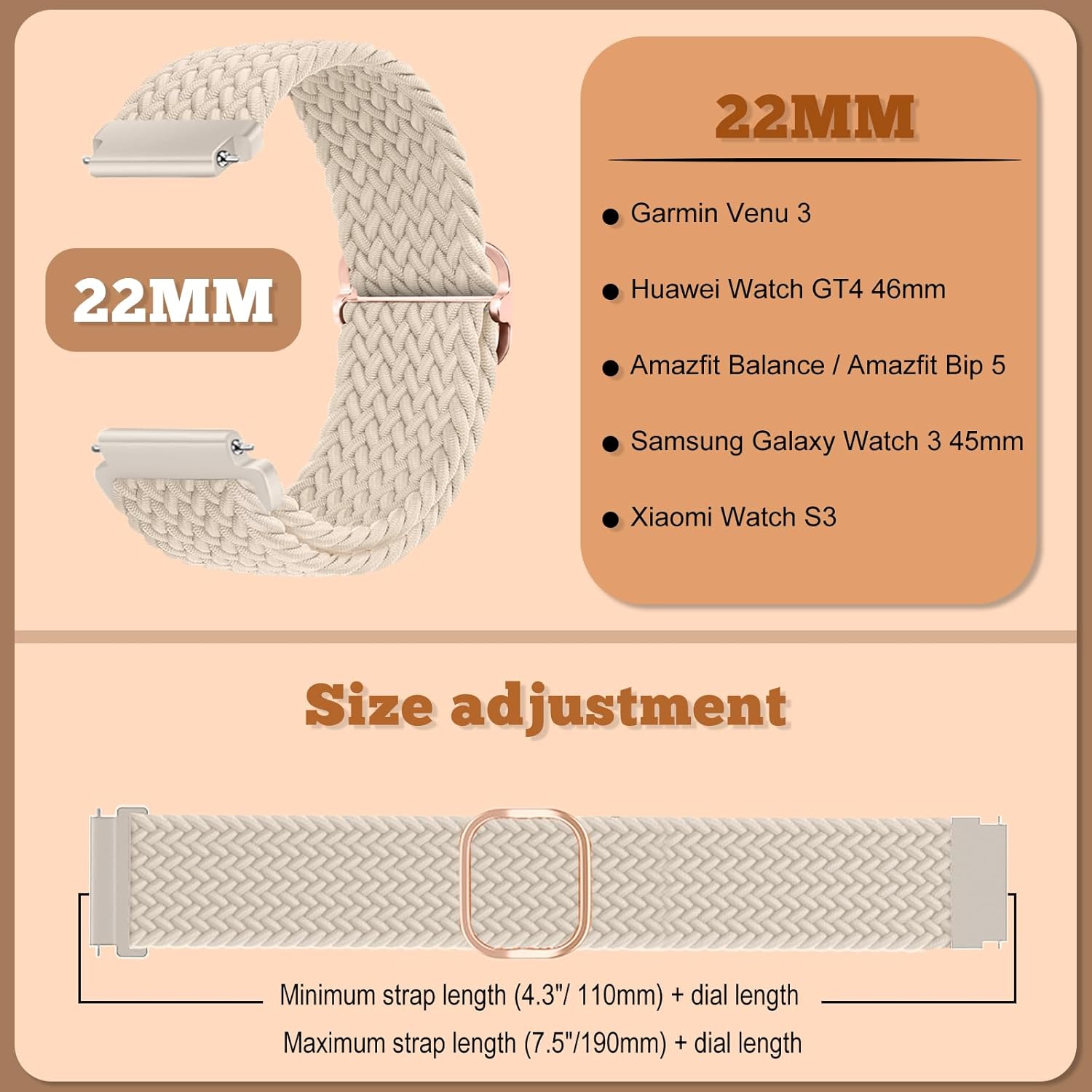 Thumbnail 1 de MaEiol 22 mm Nylon-Armband geflochten für Huawei Watch (GT 6/5/4 u. a.) & Garmin Venu/Forerunner