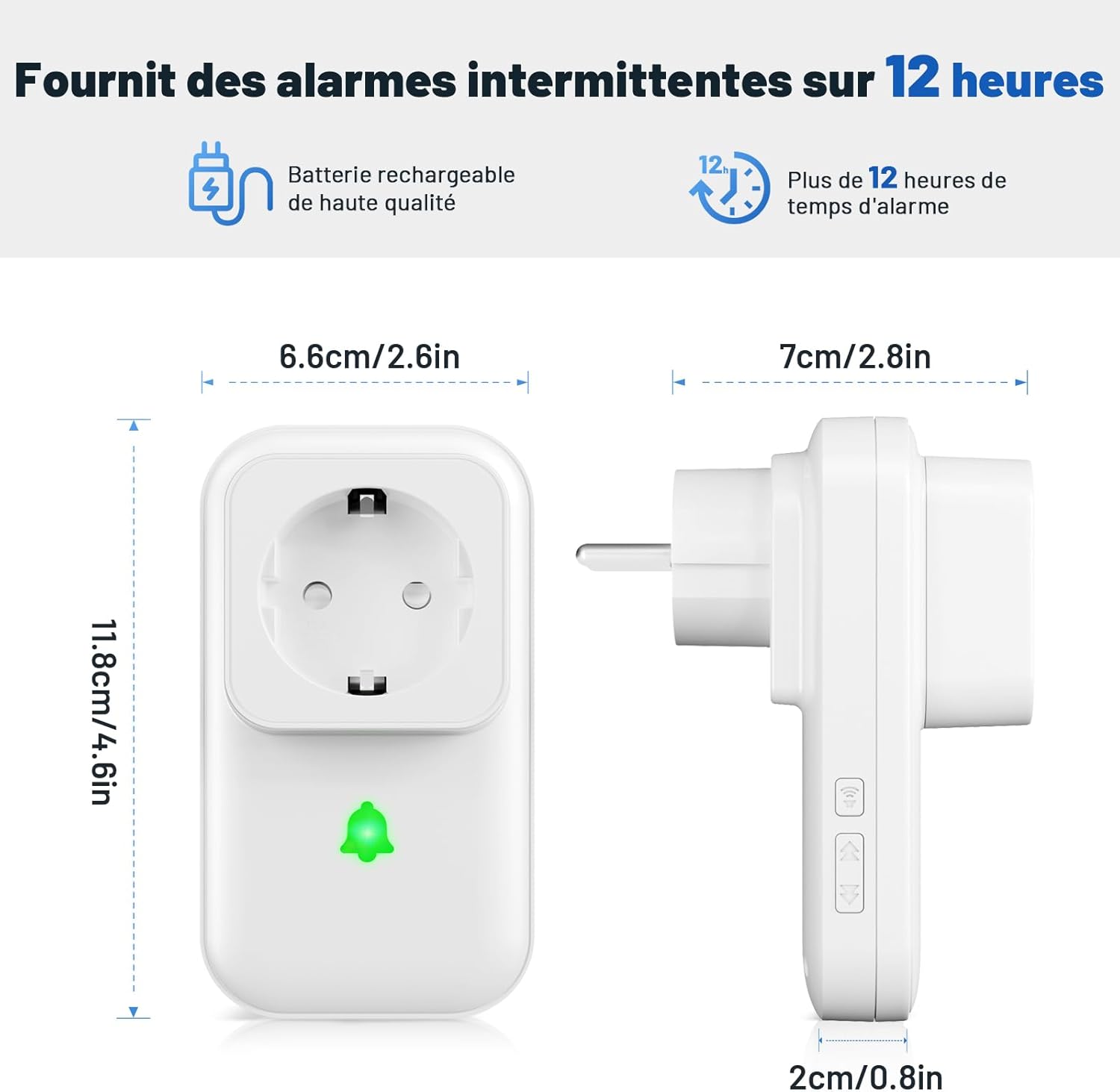 Thumbnail 6 de COTINSE Avviso allarme mancanza corrente con LED e volume regolabile (0–110 dB)