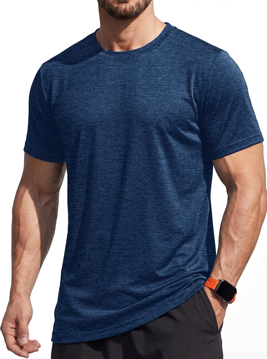 Detalle de MAGCOMSEN Men’s Running T-Shirts Short Sleeve Quick Dry Gym Training Tops (Heather Grey)