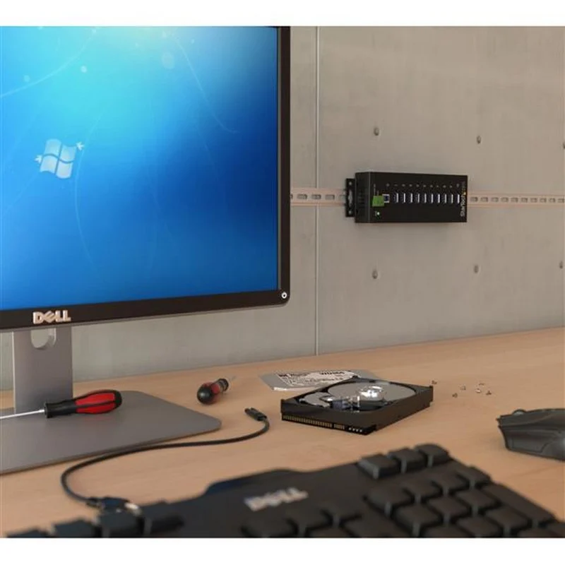 Detalle de Startech Hub Industrial 10 puertos USB 3.0, 350 W