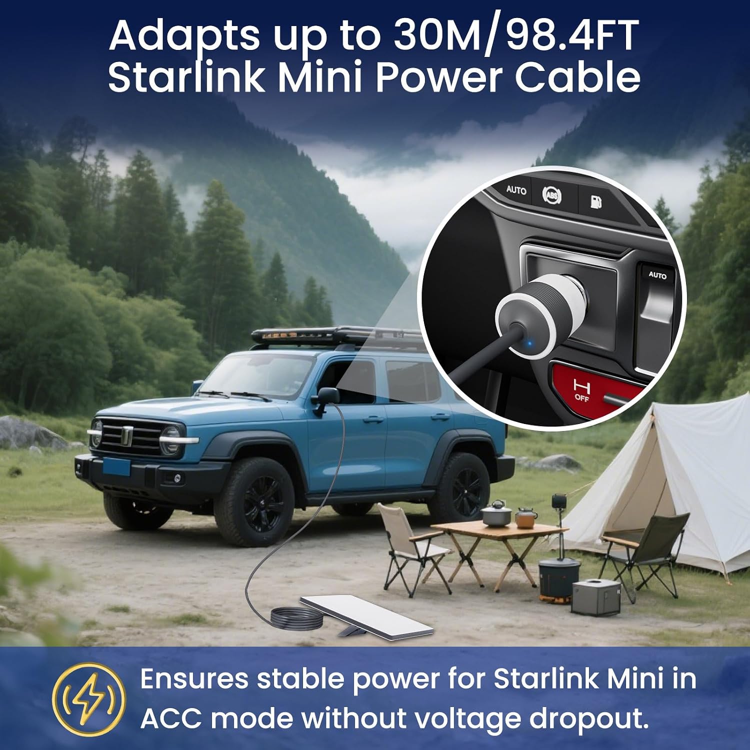 Detalle de Starlink Mini car power adapter 16 AWG