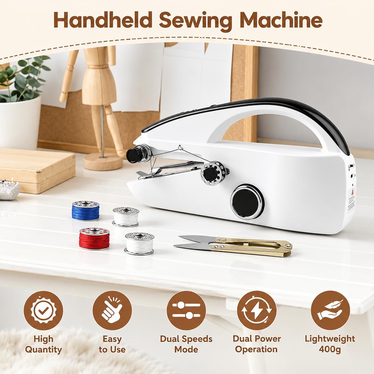 Thumbnail 2 de CINAMON Handheld Sewing Machine: A compact, dual‑power helper for quick mends and small projects