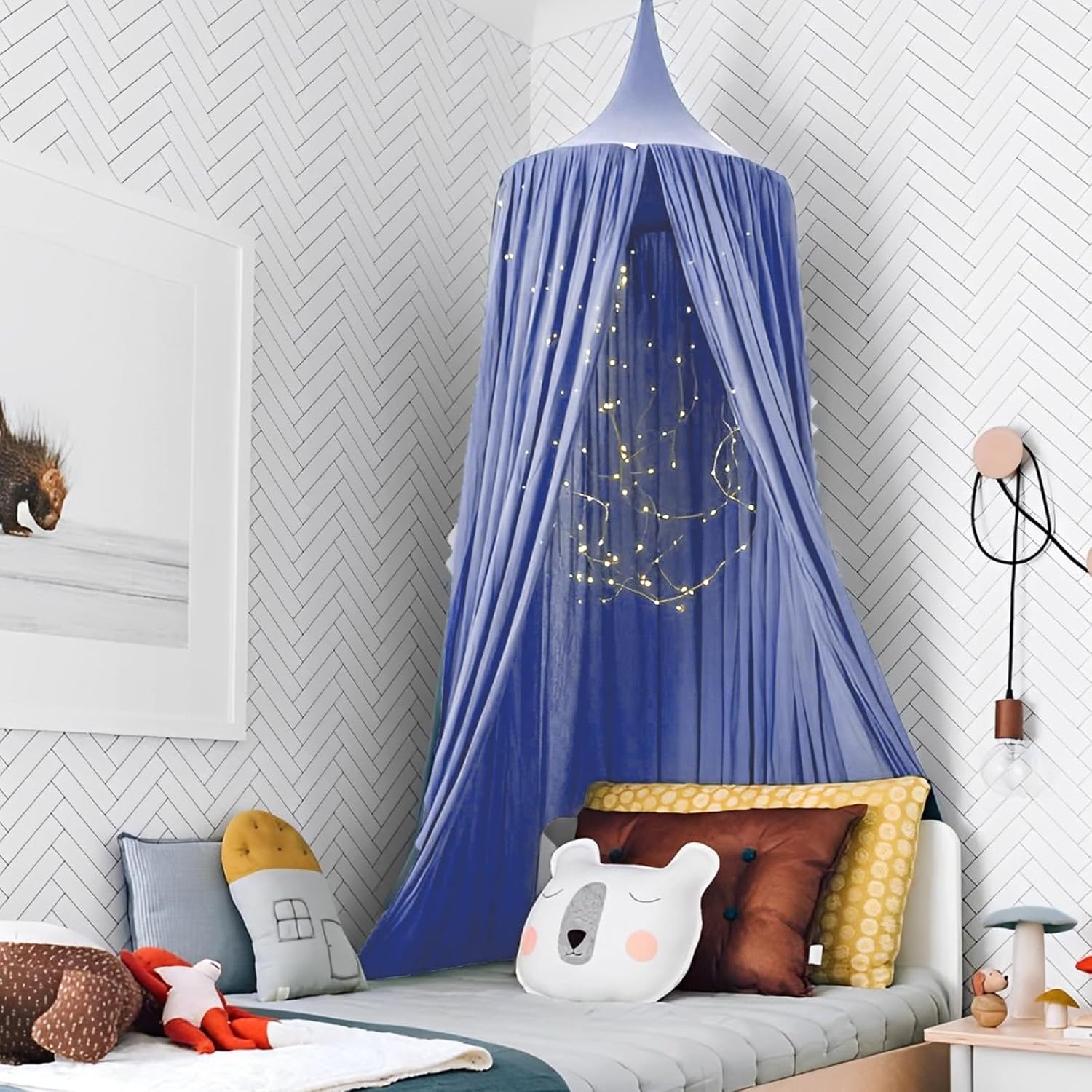 Thumbnail 4 de Ginkago Baldachin fürs Kinderzimmer – Baby-Betthimmel in Saphirblau, mit 280 cm Höhe