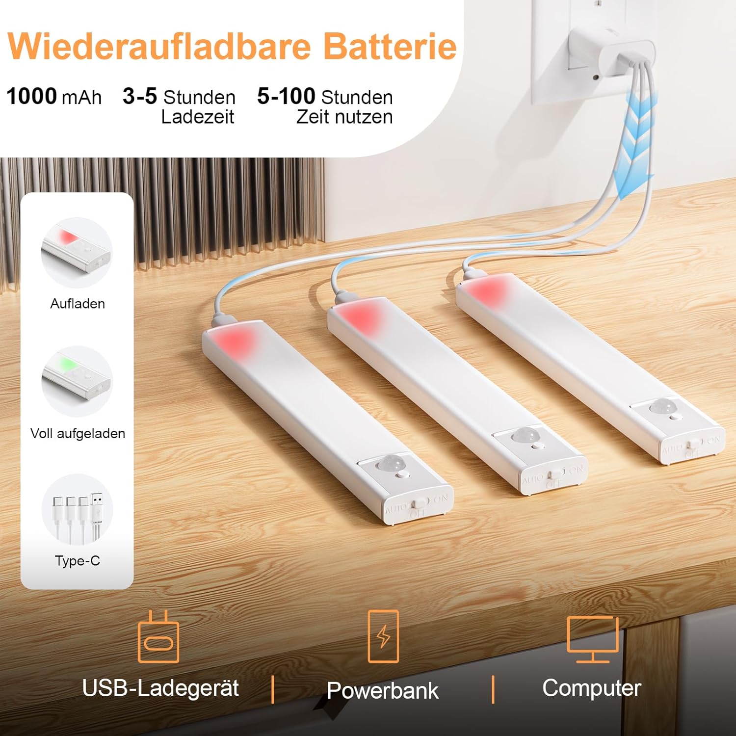 Thumbnail 5 de daphomeu 5 Pack 20cm dimmbare Unterbauleuchte für Küche
