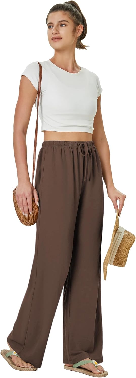 Thumbnail 3 de Glacspyg Damen Palazzo Hose mit hoher Taille – Fließende Beinweite, Strandlook & Taschen