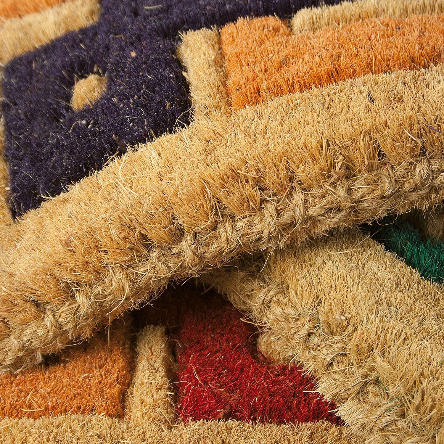 Detalle 2 de OLIVO.shop Imperiale Zerbino cocco naturale alto 4 cm, intrecciato a mano, 60x120 cm – Arancione grecato